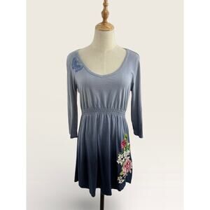 JW (Johnny Was) Los Angeles Boho Blue Ombre Embroidery Dress